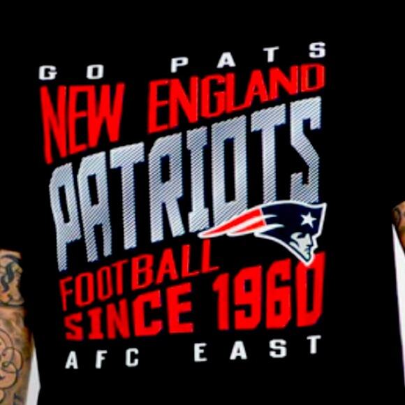 New England Patriots Black Official NFL JERSEY T-SHIRT Front & Back Size L - Picture 1 of 6